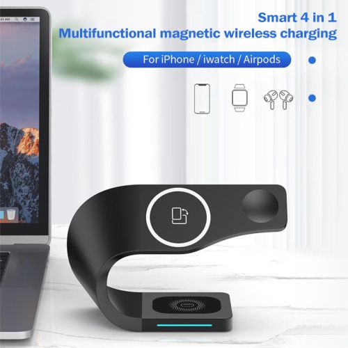 Navor 4-in-1 15W Fast Charging Dock Station | Magnetic Wireless Charger for iPhone 17/16/15/14/13/12/11/X/8, Apple Watch SE/1-11, AirPods 1/2/3/Pro &