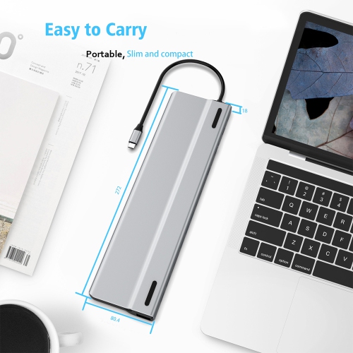 Station d’accueil USB-C 14-en-1, clé USB-C avec HDMI, VGA, 5 ports USB, PD, fente pour carte TF/SD, Port LAN RJ45, port audio 3,5 mm, 2 ports de