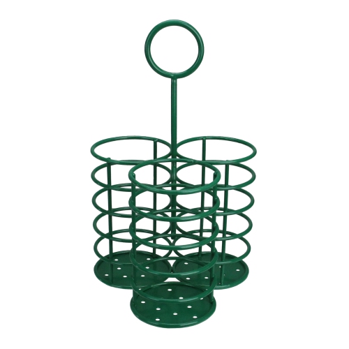 10" Green 3-Slot Metal Utensil Holder