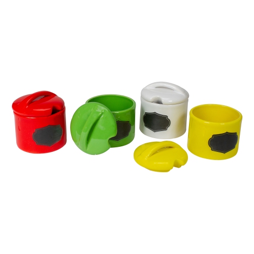 4 Piece Ceramic Multi Purpose Containers with Chalkboard Front