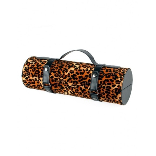 13.25" Brown and Black Leopard Print Wine Bottle Carrier Purse