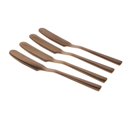 Set of 4 Rose Gold Stainless Steel Traditional Style Spreader Knives 5.5"