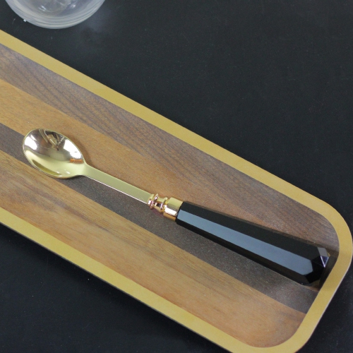 9.5" Ebony Black and Gold Stainless Steel Mixing Cocktail Bar Spoon