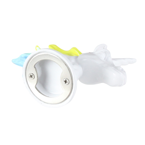 Ouvre-bouteille en résine et en métal blanc et multicolore de 3.5 po de la licorne