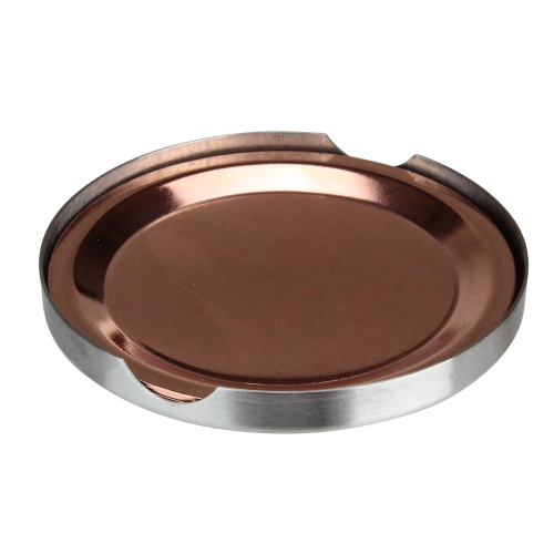 Image 1 de 5.. Ensemble de 4 sous-verres en acier inoxydable au fini cuivre - 3.75 po