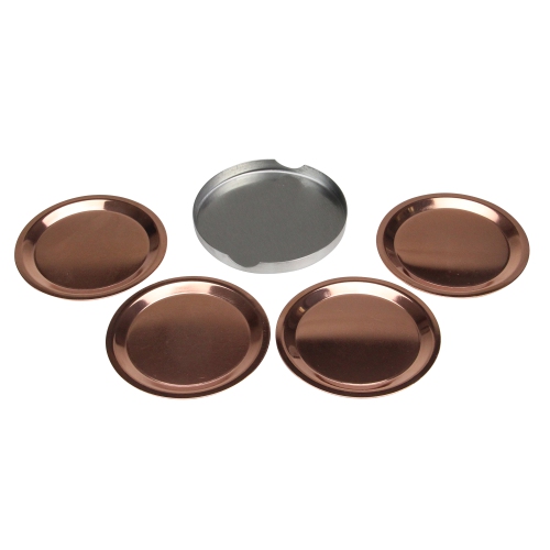 Set of 4 Stainless Steel Copper Finish Tabletop Coasters - 3.75"