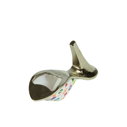 Ouvre-bouteille de 5 po en acier inoxydable avec monogramme à talons hauts, blanc et multicolore