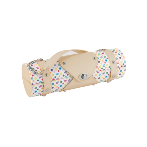 Image 1 de 1.. Porte-bouteille à vin avec monogramme W, beige et blanc, 13,25&nbsp;po