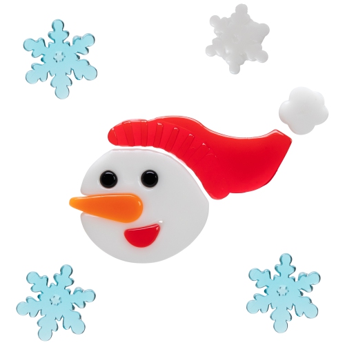 6-Piece Skating Snowman and Snowflakes Gel Christmas Window Clings