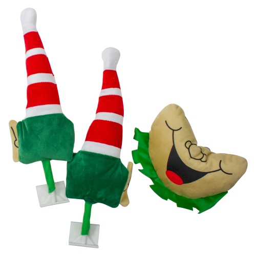 19" Red and Green Elf Christmas Car Decorating Kit - Universal Size