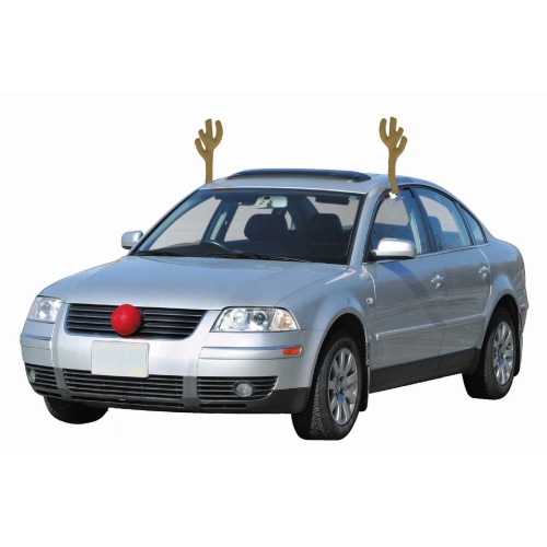 Trousse de décoration de voiture de Noël, rennes bruns et rouges, 19 po,  taille universelle