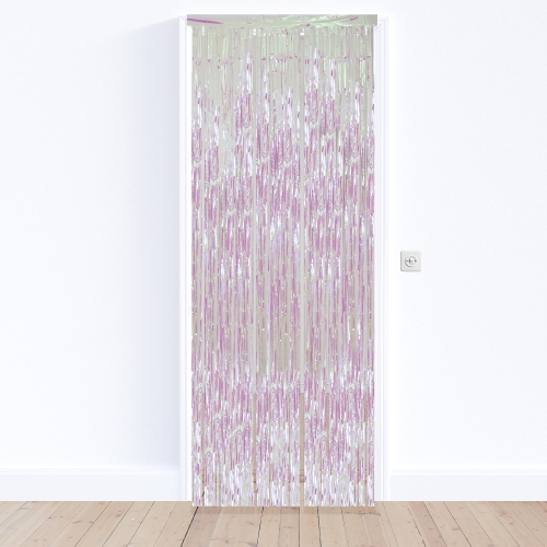 Iridescent Tinsel Christmas Window or Door Curtain - 3' x 8'