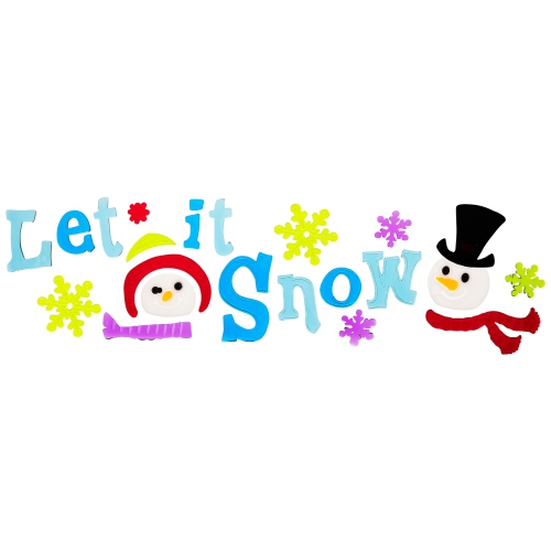 21-Piece Let It Snow Santa and Snowman Gel Christmas Window Clings