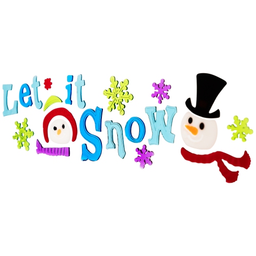 21-Piece Let It Snow Santa and Snowman Gel Christmas Window Clings