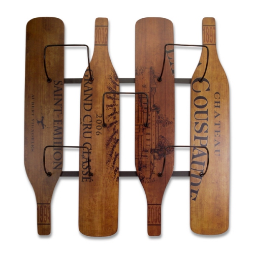 MELROSE  New Romance Black And Five Slot Wall Mounted Wine Rack 29" In Brown