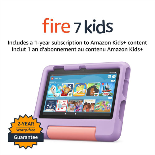 Tablette 7 po 16 Go FireOS Fire 7 Kids (2022) d'Amazon à processeur quadruple coeur MTK/MT8168 - Violet
