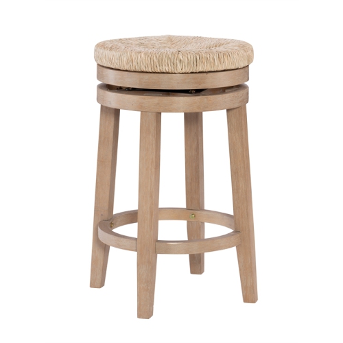 Pemberly Row Transitional 25" Wood Swivel Counter Stool in Natural Brown