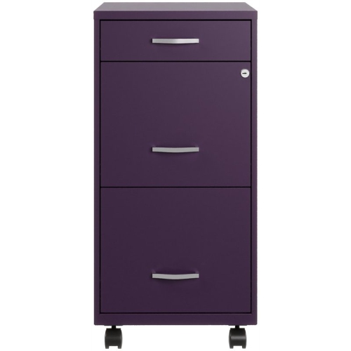 Space Solutions 18"D 3 Drawer Mobile Metal File Cabinet Midnight Purple