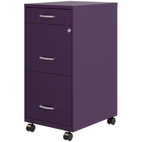 Space Solutions 18"D 3 Drawer Mobile Metal File Cabinet Midnight Purple