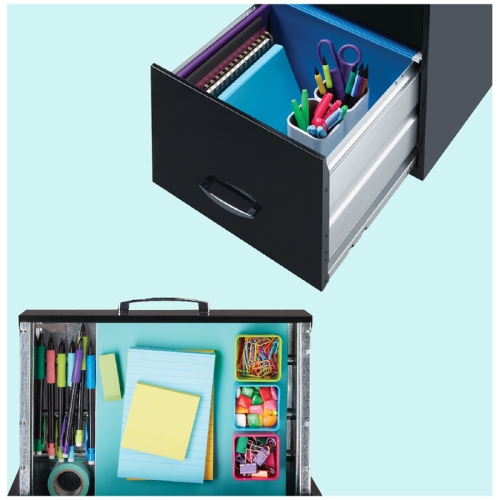 Space Solutions 18"D 3 Drawer Mobile Metal File Cabinet Midnight Purple