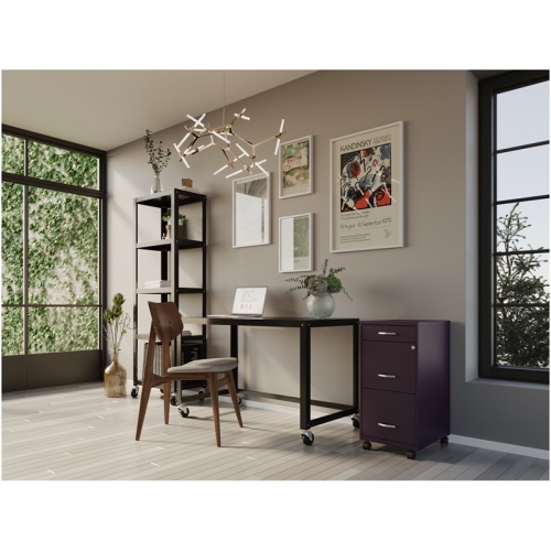 Space Solutions 18"D 3 Drawer Mobile Metal File Cabinet Midnight Purple