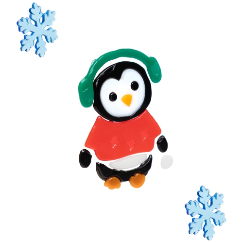 8-Piece Penguin and Snowflake Gel Christmas Window Clings, 7.75"