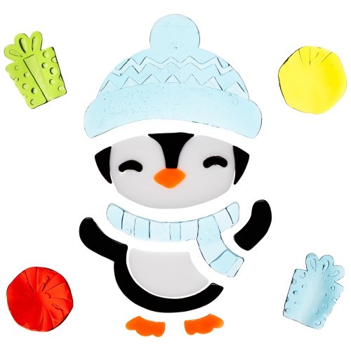 11-Piece Penguin and Presents Gel Christmas Window Clings