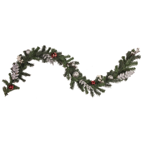NORTHLIGHT  Pre-Lit Led Battery Operated Pre-Decorated Pine Christmas Garland - 6' X 10" - Warm Lights In White