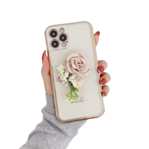 Image 1 of 8.. Apple iPhone 12 White Case Fashion Flower Smart Shockproof Heavy Duty Luxury Back Cover