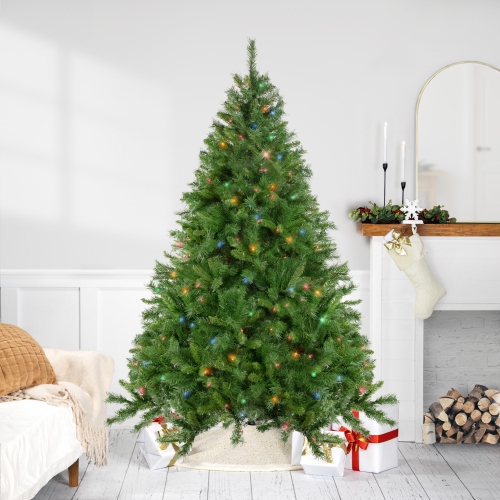 Image 1 of 6.. 7.5' Pre-Lit Chatham Pine Artificial Christmas Tree, Multi-Color Lights