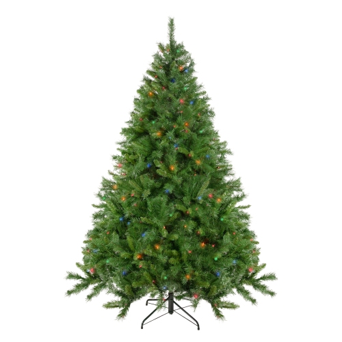 7.5' Pre-Lit Chatham Pine Artificial Christmas Tree, Multi-Color Lights