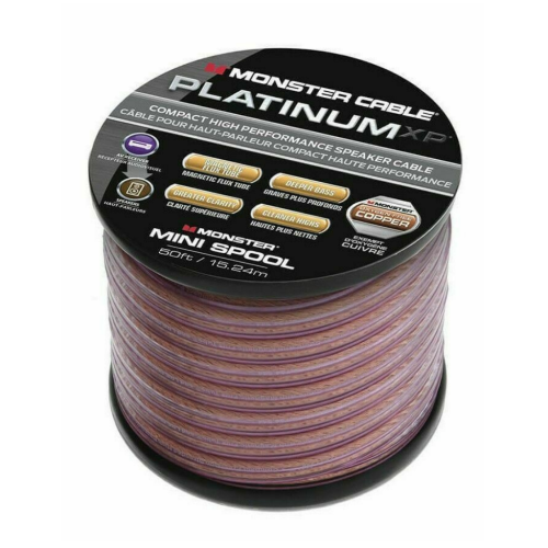 Monster XP Copper Clad Aluminum (CCA) Speaker Wire 14 Gauge Cable 50 FT  Spool - Ideal for Home Cinema Cables and Car Audio Cable 