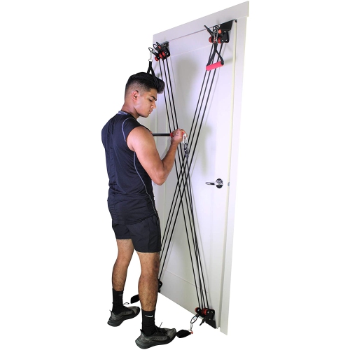 X Factor Door Gym Home Gym Complete Full Body Workout Total Exercise System | Multi Gym Doorway Fitness Strength Training + Straight Bar, 2 Padded