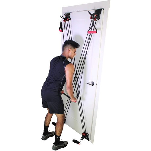 X Factor Door Gym Home Gym Complete Full Body Workout Total Exercise System | Multi Gym Doorway Fitness Strength Training + Straight Bar, 2 Padded