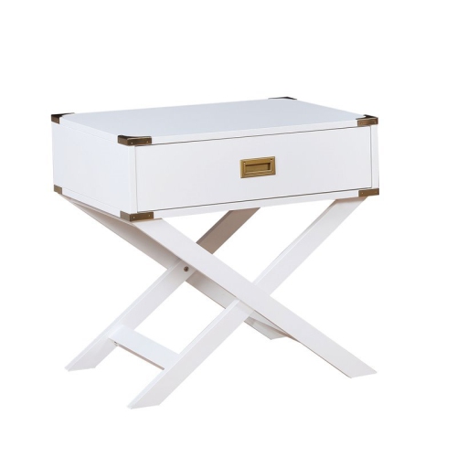 Bowery Hill Contemporary Wood X-Shape Legs End Table in White