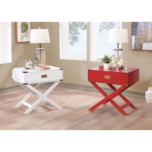 Bowery Hill Contemporary Wood X-Shape Legs End Table in White