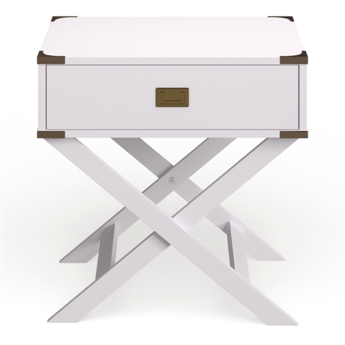 Bowery Hill Contemporary Wood X-Shape Legs End Table in White
