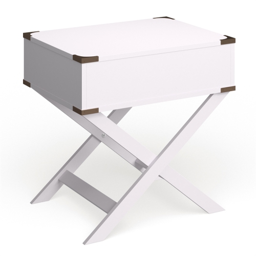 Bowery Hill Contemporary Wood X-Shape Legs End Table in White