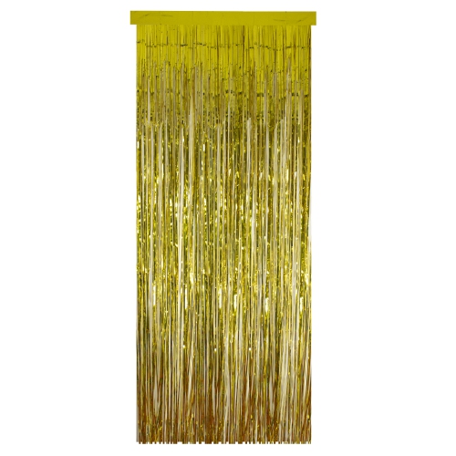 Image 1 of 3.. Tinsel Christmas Window or Door Curtain - 3' x 8' - Gold