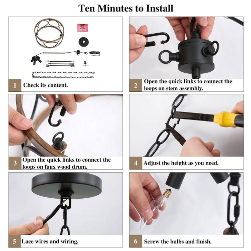 Modern 4-Light Wood Drum Chandelier