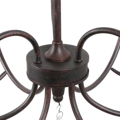 Modern 6-Light Rusted French Country Chandelier with Crystals