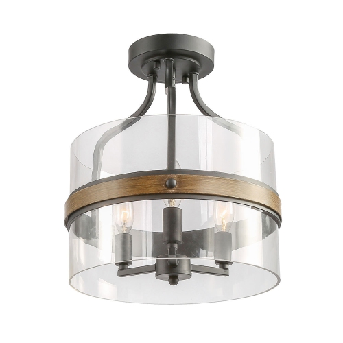 Modern 3-Light Drum Semi-Flush Mount