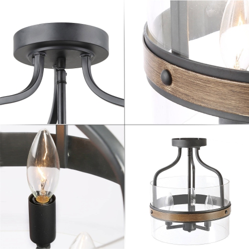 Modern 3-Light Drum Semi-Flush Mount