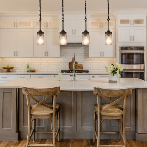 Industrial 1-Light Single Mason Jar Pendant with Wood Stick