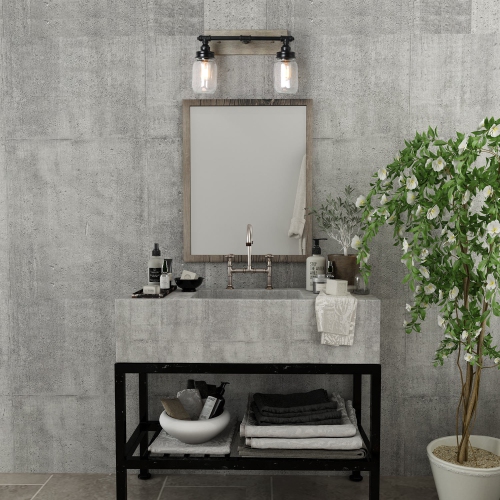 Industrial 2-Light Mason Jar Minimal Farmhouse Bathroom Vanity Light