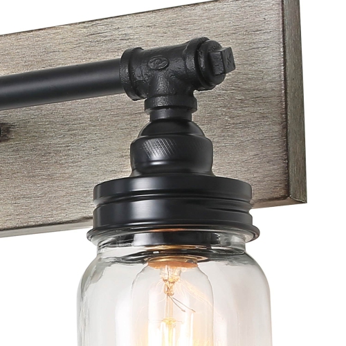 Industrial 2-Light Mason Jar Minimal Farmhouse Bathroom Vanity Light
