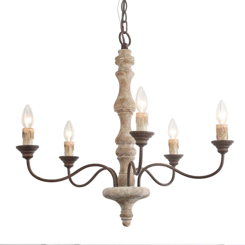 Traditional 5-Light Wood Antique Chandelier