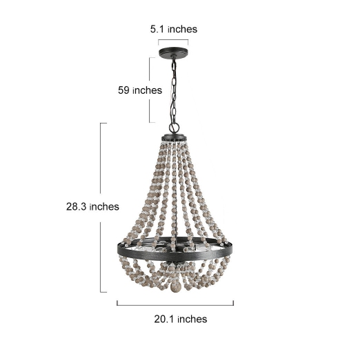 Bohemian 6-Light Traditional Chandelier with Gray Wood Beads