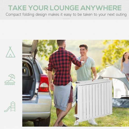 Outsunny Wooden Folding Chaise Lounge, Outdoor Chaise Lounge Chair, Garden Reclining Tanning Chair with 4 Adjustable Back Soft Cushions, White