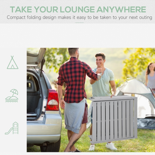 Outsunny Wooden Folding Chaise Lounge, Outdoor Chaise Lounge Chair, Garden Reclining Tanning Chair with 4 Adjustable Back Soft Cushions, Light Grey